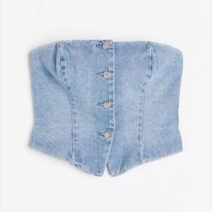 H&M Denim Rhinestone Corset Top H&M